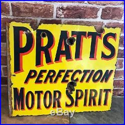 Vintage Enamel Sign Pratts Perfection Motor Spirit Sign Automobilia #1914