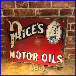Vintage Enamel Sign Prices Motor Oil #2288