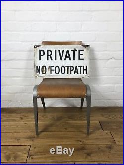 Vintage Enamel Sign Private No Footpath Shop Retail Decorative Antique Advert