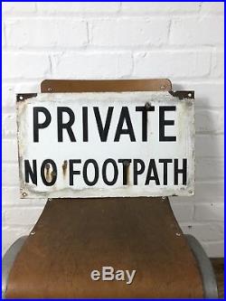Vintage Enamel Sign Private No Footpath Shop Retail Decorative Antique Advert