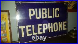 Vintage Enamel Sign Public Telephone