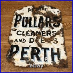 Vintage Enamel Sign Pullars Cleaners And Dyers, Perth. Double Sided