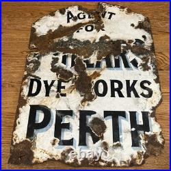 Vintage Enamel Sign Pullars Cleaners And Dyers, Perth. Double Sided