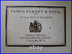 Vintage Enamel Sign Purdey Shotgun 38/26 Cm