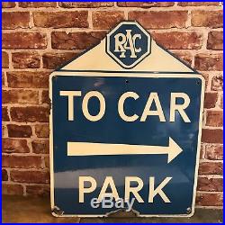 Vintage Enamel Sign Rac To Car Park Sign Automobilia #1831