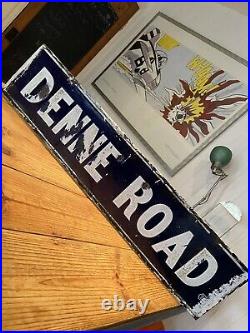 Vintage Enamel Sign Road Sign Industrial Original Enamel DENNE ROAD