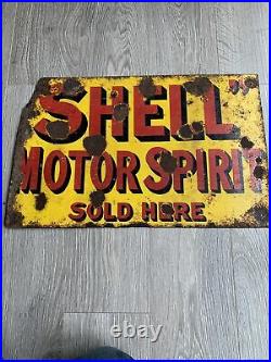 Vintage Enamel Sign Shell Motor Spirit Hanging Double sided Motoring Memorabilia