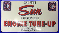 Vintage Enamel Sign Sun Electronic Engine Tune Up Equipment Sign Automobilia