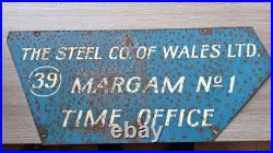 Vintage Enamel Sign.' The Steel Company Of Wales LTD'. Circa 1947 1967 Vintage Enamel Sign.' The Steel Company Of Wales LTD'. Circa 1947 1967