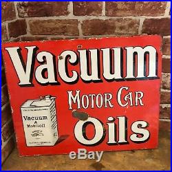 Vintage Enamel Sign Vacuum Motor Car Oil Sign Automobilia #2657 Sn21