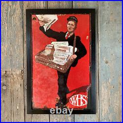 Vintage Enamel Sign WH SMITH & SONS 1905 Newsagent Advert Advertising Signs Art
