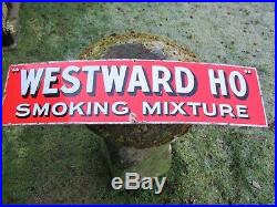 Vintage Enamel Sign Westwood Ho Smoking Mixture 36 x 9 VGC+