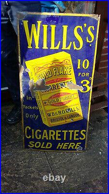 Vintage Enamel Sign Will's Cigarettes Advertising