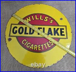 Vintage Enamel Sign Wills Gold Flake Double Sided Tobacco Advertising 46cm 18in