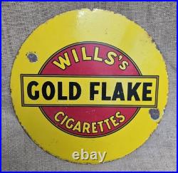 Vintage Enamel Sign Wills Gold Flake Double Sided Tobacco Advertising 46cm 18in