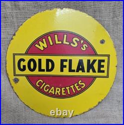 Vintage Enamel Sign Wills Gold Flake Double Sided Tobacco Advertising 46cm 18in