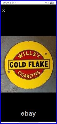 Vintage Enamel Sign Wills Gold Flake Double Sided Tobacco Advertising 46cm 18in
