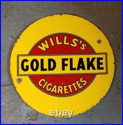 Vintage Enamel Sign Wills Gold Flake Double Sided Tobacco Advertising 46cm 18in