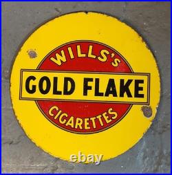 Vintage Enamel Sign Wills Gold Flake Double Sided Tobacco Advertising 46cm 18in