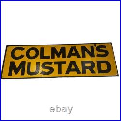 Vintage Enamel Sign for Colman's Mustard Blue & Yellow Rectangular Advertising