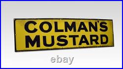 Vintage Enamel Sign for Colman's Mustard Blue & Yellow Rectangular Advertising Vintage Enamel Sign for Colman's Mustard Blue & Yellow Rectangular Advertising