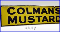 Vintage Enamel Sign for Colman's Mustard Blue & Yellow Rectangular Advertising