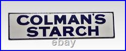 Vintage Enamel Sign for Colman's Starch Blue & White Advertising Plaque