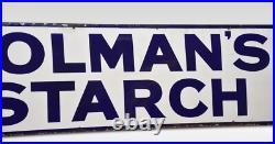 Vintage Enamel Sign for Colman's Starch Blue & White Advertising Plaque