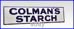 Vintage Enamel Sign for Colman's Starch Blue & White Advertising Plaque