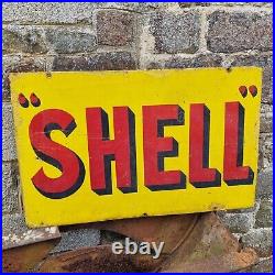 Vintage Enamel Sign for SHELL Double Sided Advertising Sign Petrol Oil Porcelain