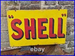Vintage Enamel Sign for SHELL Double Sided Advertising Sign Petrol Oil Porcelain
