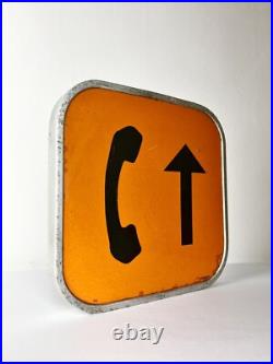 Vintage Enamel Telephone Sign Emergency Telephone Mid Century Railway Roadside Vintage Enamel Telephone Sign Emergency Telephone Mid Century Railway Roadside