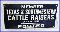 Vintage Enamel Texas And Southwestern Cattle Raisers Sign