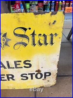 Vintage Enamel The Sun Sales Never Stop Newspaper Sign