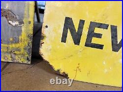 Vintage Enamel The Sun Sales Never Stop Newspaper Sign