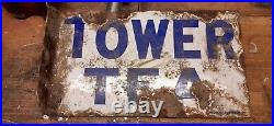 Vintage Enamel Tower Tea Sign