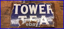 Vintage Enamel Tower Tea Sign