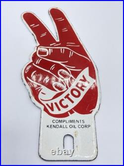 Vintage Enamel Victory Compliments Of Kendall Oil Corp Enamel Sign
