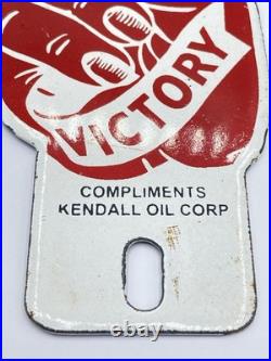 Vintage Enamel Victory Compliments Of Kendall Oil Corp Enamel Sign
