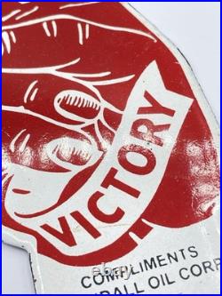 Vintage Enamel Victory Compliments Of Kendall Oil Corp Enamel Sign