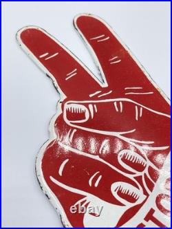 Vintage Enamel Victory Compliments Of Kendall Oil Corp Enamel Sign