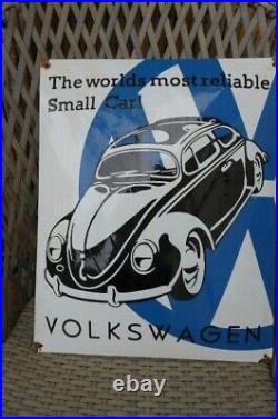Vintage Enamel Volkswagen Beetle VW Metal Sign Poster Wall Decor 50 x 40
