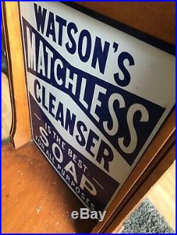Vintage Enamel Watsons Matchless Cleanser Advertising Chair