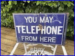 Vintage Enamel'You May Telephone From Here' Sign Vintage Enamel'You May Telephone From Here' Sign