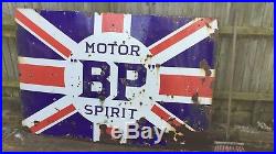 Vintage Enamel automobilia BP motor spirit Union Jack Sign 6ftx4ft