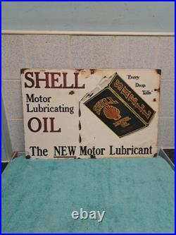 Vintage Enamel motor oil garage sign Shell Oil Can Sign 50cm X 33 Cm