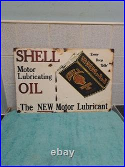 Vintage Enamel motor oil garage sign Shell Oil Can Sign 50cm X 33 Cm