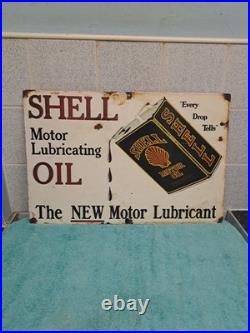Vintage Enamel motor oil garage sign Shell Oil Can Sign 50cm X 33 Cm