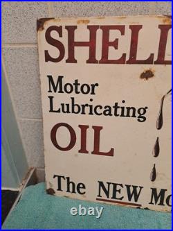 Vintage Enamel motor oil garage sign Shell Oil Can Sign 50cm X 33 Cm