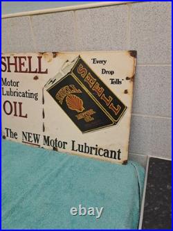 Vintage Enamel motor oil garage sign Shell Oil Can Sign 50cm X 33 Cm